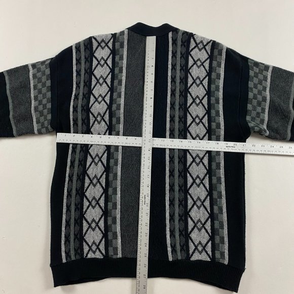 Vintage Porto Bello Textured Cardigan Sweater Mens Medium Biggie Cosby Grunge 3D - Picture 6 of 10